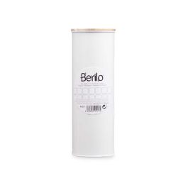 Berilo Escobillero de Metal y Bambú Blanco 9.5x27.2x9.5 cm (6 Unidades)