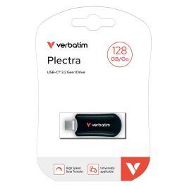Verbatim 30225 Stick 128GB Plectra Black USB-C Flash Drive, USB 3.2 Gen 1, 100 MB/s Lectura