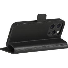 dbramante1928 COPENHAGEN_3 Funda Folio de Cuero Negro para iPhone 16 Pro (6.3") con 3 Bolsillos para Tarjetas y Soporte