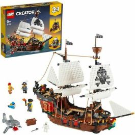 LEGO Creator 3-in-1 31109 Barco pirata con velas móviles, cañones, 3 figuras, tiburón y loro