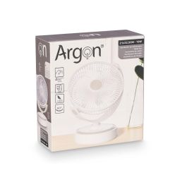Argon Ventilador de Sobremesa USB 10W Blanco con Batería Recargable, 4 Modos de Ventilación, 25x28x11 cm (4 Unidades)