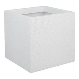 EDA PLASTIQUE Macetero Cuadrado Graphit Up Decoración Ondulada 21L 29.5x29.5x29.5cm Blanco Encalado Anti UV Exterior/Interior Precio: 38.50000022. SKU: S7106128