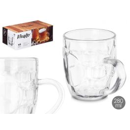 Vivalto Jarra de Cerveza con Asa, 280 ml, Vidrio Transparente, 11x9.5x7.5 cm (Set de 24) Precio: 17.5000001. SKU: B1769DCDG9