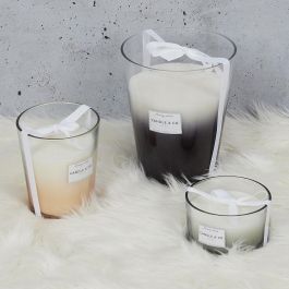 Home Deco Factory Vela Perfumada Beige Orquídea Blanca en Vaso Vidrio Cera Parafina 5 Mechas Algodón Diámetro 18 cm Altura 23 cm