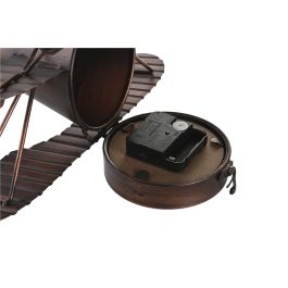 DKD Home Decor Reloj Sobremesa Loft Dorado Plateado Hierro Cristal con forma de Avion 21 x 14 x 35 cm (2 Unidades)