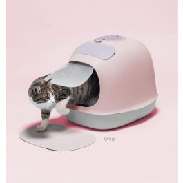 United Pets Arenero Cubierto para Gatos Minú Gris 40x50 cm con Filtro de Carbón y Pala, Polipropileno