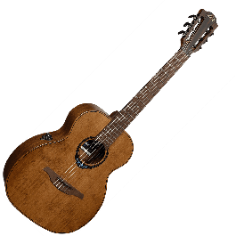 LAG Guitarra Acústica Travel Nylon Blue Wave 1 Electroacústica Cedro Rojo Macizo Caoba Marrón Natural Satinado