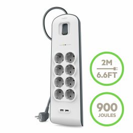 Belkin BSV804VF2M-V2 Regleta de Alimentación con 8 Tomas AC y 2 USB-A, Protección 900J
