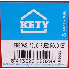 Kety Cubo 16L con Ruedas, Asa y Escurridor Rojo - 30 x 35 x 40.5 cm (6 Unidades) Kety Cubo 16L con Ruedas, Asa y Escurridor Rojo - 30 x 35 x 40.5 cm (6 Unidades)