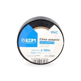 Edm Cinta Aislante Supra Negra 19 mm x 10 m PVC Resistente Electricidad 0.15 mm Grosor