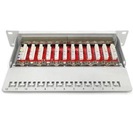 Digitus Panel de Conexión Cat.6A Patch Panel, Apantallado, 12 Puertos 1U, 10", Gris