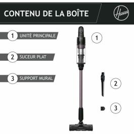Hoover Aspiradora vertical inalámbrica HF1P10H, 40 AW, Pantalla LED, Negro / Morado pastel