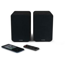 Thomson THO3499550387865 Altavoces WS600DUO | Juego de 2 con caja de madera, 100W, Bluetooth 5.0, 2 salidas RCA, Negro