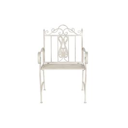 DKD Home Decor Silla Terraza y Jardín Metal Blanco Desmontable 52x98x63.5 cm Altura Asiento 46 cm