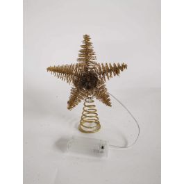 DKD Home Decor Estrella de Navidad Alpina con LED Dorado, 18x5x20 cm, para Árbol, Funciona con Pilas AA (Pack de 6 Unidades) Precio: 22.40436. SKU: B1JWDW52V9