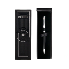 Belius Roller Turbo Aluminio Textura Punteada Negro y Plateado Tinta Azul Caja de Diseño 0.7mm