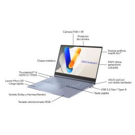 ASUS Vivobook S 15 OLED OLED S5506MA-MA111W - Ordenador Portátil 15.6" 3K 120Hz (Intel Core Ultra 7 155H, 16GB RAM, 1TB SSD, Arc Graphics, Windows 11 Home) Azul Neblina - Teclado QWERTY español ASUS Vivobook S 15 OLED OLED S5506MA-MA111W - Ordenador Portátil 15.6" 3K 120Hz (Intel Core Ultra 7 155H, 16GB RAM, 1TB SSD, Arc Graphics, Windows 11 Home) Azul Neblina - Teclado QWERTY español