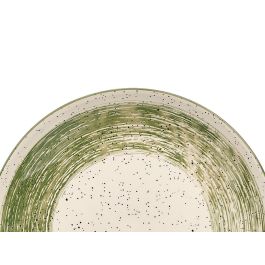 VESSIA Plato Llano Patinado Verde 26 cm, Cerámica de Porcelana, Blanco Interior (Set de 24)