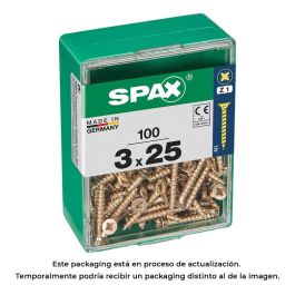 Spax 4081020300252 100 Tornillos madera Cabeza plana Yellox 3,0x25mm Rosca completa, Ranura cruz Z1, Punta S Precio: 4.49999968. SKU: S7913860