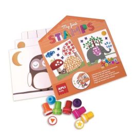 Apli Mi primer juego de sellos con 6 láminas y 10 sellos de diferentes formas y colores