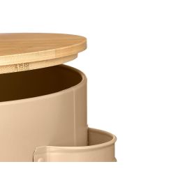 Kinvara Patatero con Tapa de Bambú Beige de Metal y Bambú 22.5x22x22.5 cm (Set de 4)