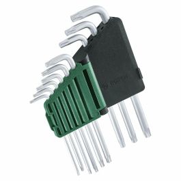 Bosch BOS4053423254112 Juego de 9 Llaves Torx de Acero S2 TX8-TX40, Lado Largo, Superficie a Prueba de Óxido, Barra de Almacenamiento