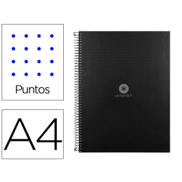Antartik Cuaderno espiral A4 Micro, tapa forrada, 80 hojas 90 gr, rayado puntos, banda color, negro Precio: 5.50000055. SKU: B1323ZZL5A