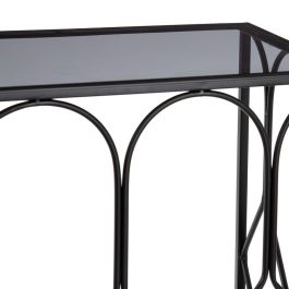 Recibidor 90 x 35 x 80 cm Cristal Negro Metal (2 Unidades)