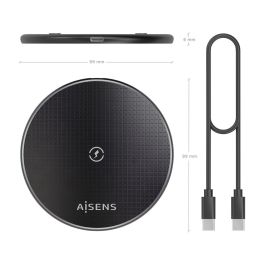 Aisens ASCH-15W1WC058-BK Base de Carga Inalámbrica 15W USB-C para Móvil Qi Negro