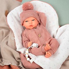 Muñecas Arias Muñeca Reborn Elba Rosa con Saco de Dormir 40 cm para Niñas +3 Años
