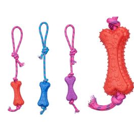Hueso de Silicona con Cuerda 35 cm para Mascotas - Mascow, Azul/Morado/Rojo (24 Unidades) Precio: 53.49999996. SKU: B12CNFC68Y