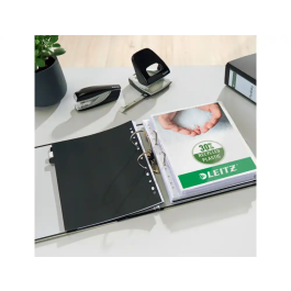 Leitz Archivador de Palanca CO2 Neutral Cartón Jaspeado DIN A4 Lomo 80 mm Color Negro