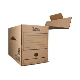 Caja Archivo Definitivo Liderpapel Folio Doble Ancho Carton Reciclado 400 gr-M2 Lomo 200 mm Kraft 367x200x251 mm