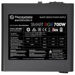Thermaltake Smart RGB Fuente de Alimentación ATX 700W con Certificación 80 PLUS para PC, Conector 20+4 Pin, Ventilador Activo 12cm, Color Negro