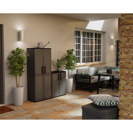 Art Plast Armario alto línea Easy de polipropileno gris oscuro, 68 x 37 x 163 cm, con estantes ajustables, carga 10kg/estante