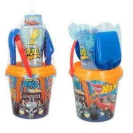 Cubo de playa hot wheels 18 cm con cedazo, pala, rastillo, regadera y 1 molde Precio: 5.79000004. SKU: B16BCHF9JL