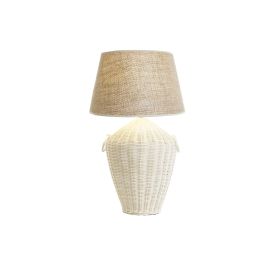 DKD Home Decor Lámpara Sobremesa Tropical Blanco Marron Claro Ratán Lino 42 x 70 x 42 cm Precio: 103.4999999. SKU: B139R9YBSJ