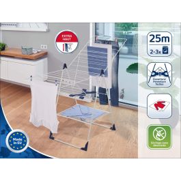 Leifheit 81409 Secadora de Pie Classic 250 Flex con 25m de Tendedero, Fácil Apertura/Cierre, Color Blanco