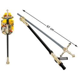 Espada Medieval Plateada con Funda - Disfraz Guerrero, 67 cm, Dorado, Juguete Seguro para Niños Precio: 2.50000036. SKU: S1129861