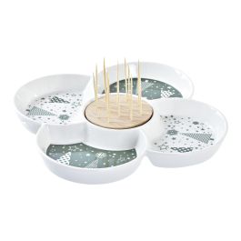 DKD Home Decor Fuente Aperitivo Tradicional Navidad Gres y Bambú Verde, Blanco, Natural 22x7x22 cm Precio: 6.99864. SKU: B1CDZCJXVQ