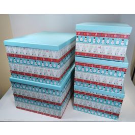DKD Home Decor Caja de Navidad de Cartón Fantasía Multicolor para Regalos y Decoración | Set de 5 Unidades - 50x35x25 cm