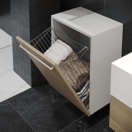 Emuca Cesto de lavandería con sistema de puerta abatible, módulo 450mm, Acero, Cromado