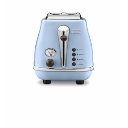 Delonghi CTOV 2103.AZ Tostadora Icona Vintage 900W, 2 Ranuras, con Descongelación y Cancelación, Azul y Marrón