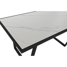 DKD Home Decor Mesa Comedor Urban de Metal y Cerámica Negra y Blanca Desmontable 80 x 75 x 150 cm
