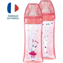 DODIE Lote de 2 botellas anticólicos Iniciación + - 330ml - BAILARIN ROSA - tetinas redondas 3 velocidades de flujo 3
