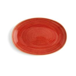 Ariane Fuente Oval Porcelana Terra 32 cm Roja 6 Unidades Profesional Reforzada Apilable Apto Microondas, Horno y Lavavajillas, Choque Térmico