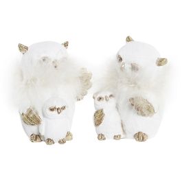 Figura Navidad Moderna DKD Home Decor Blanco Dorado 7 x 10 x 7.5 cm (2 Unidades) Precio: 7.49999987. SKU: B1HK5ZRC8R