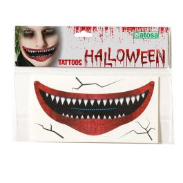 Accesorio Halloween Maquillaje Boca Siniestro Tatuaje Dental Rojo
