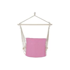 DKD Home Decor Silla Colgante de Jardín y Terraza, Rosa, de Algodón, Poliéster y Pino, 97x54x100 cm, Soporta hasta 110 kg