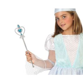 Varita de princesa plateada con joya azul en forma de corazón 32 cm - Juguete Precio: 0.79000053. SKU: B1GEMQT9KB